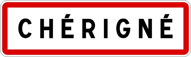 Panneau entrée ville agglomération Chérigné / Town entrance sign Chérigné