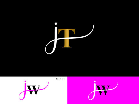 Initial JT Logo Icon, Creative Jt tj Signature Fashion Letter Logo Image Design