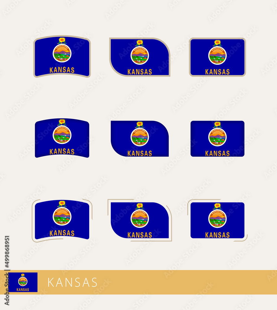 Wall mural Vector flags of Kansas, collection of Kansas flags.