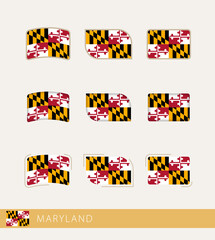 Vector flags of Maryland, collection of Maryland flags.
