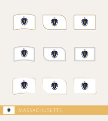 Vector flags of Massachusetts, collection of Massachusetts flags.