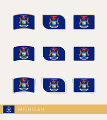 Fototapeta premium Vector flags of Michigan, collection of Michigan flags.