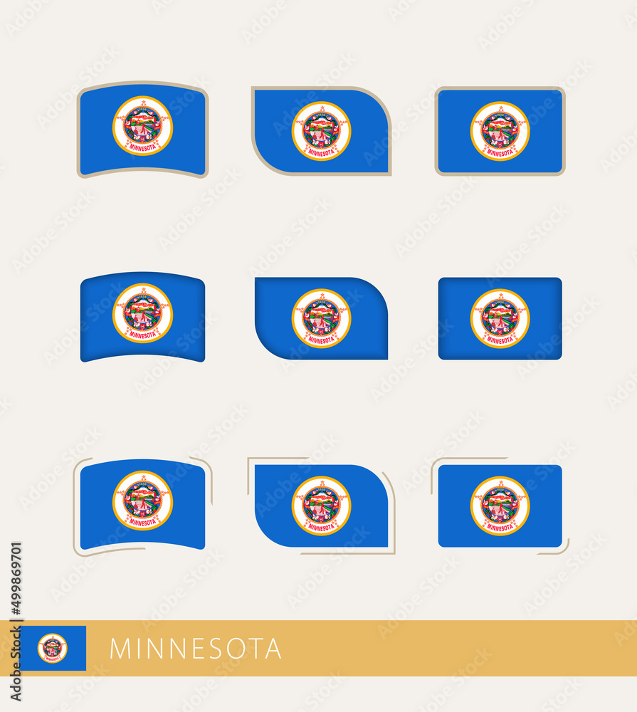 Wall mural vector flags of minnesota, collection of minnesota flags.