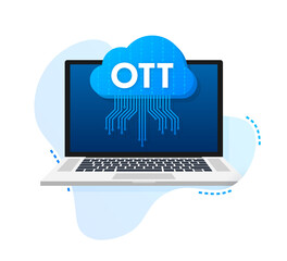 OTT cloud media platform. Vector stock illustration.