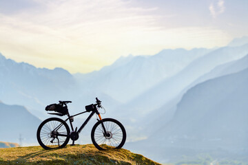 Mountains Bicycle with bag for active riding recreation