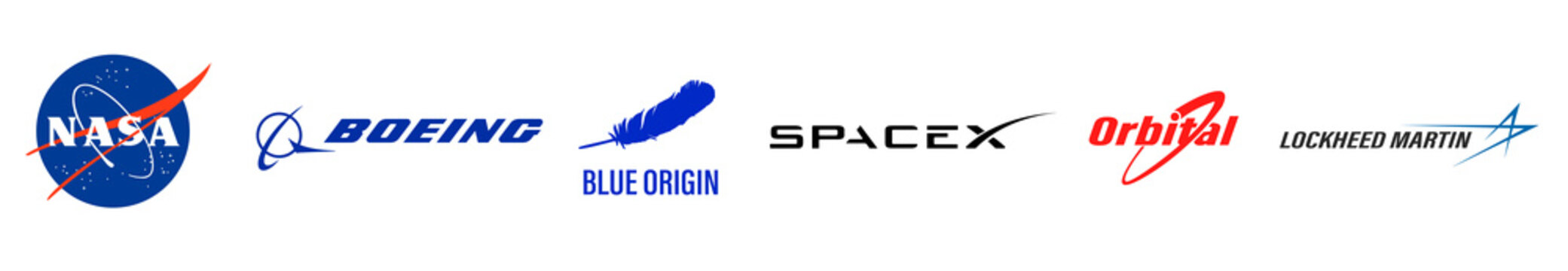 Nasa, Blue-Origin, Boeing, Lockheed-Martin, SpaceX vector icon