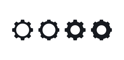 Cogwheel and gearwheel black symbol on white background flat vector illustration.
