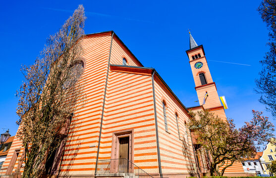 Friedberg, Germany - April 18: historic old town with antique facades in Friedberg on April 18, 2022
