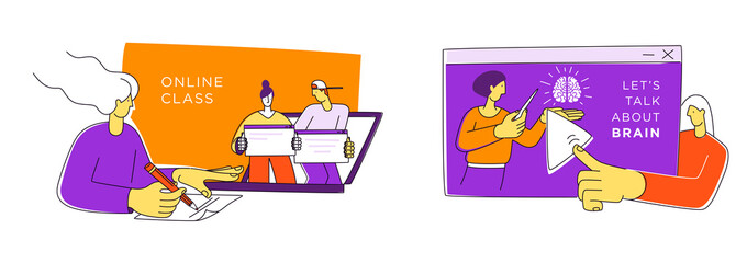 Virtual class. Online Learning School Education Program. Self-study video lesson.