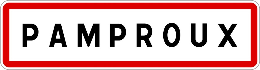 Panneau entrée ville agglomération Pamproux / Town entrance sign Pamproux