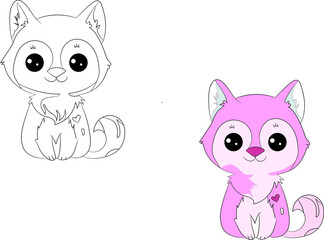 Cute baby kitty with a heart. cartoon vector illustration. Premium Vector 