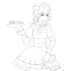 Cute fashionable anime girl. Digital illustration. Coloring page.