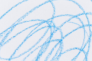 Wax crayon hand drawing blue background