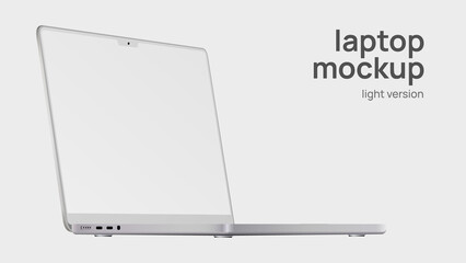 White Laptop. Diagonal View. Mockup with Editable Screen. Light Version. Vector illustration