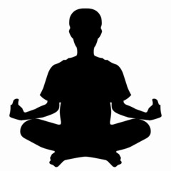 vector illustration of man meditating or yoga, people, gesture, silsilhouette