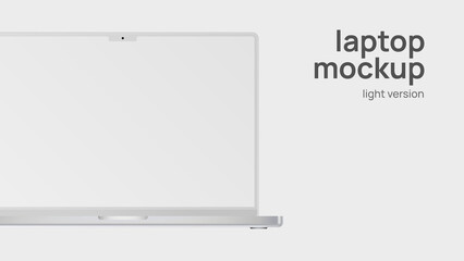 Laptop Mockup. Dark Version. White Screen, White Pro Model. Vector illustration