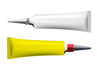 Tube of glue with spout, blank tube with metal nozzle and cap, vector