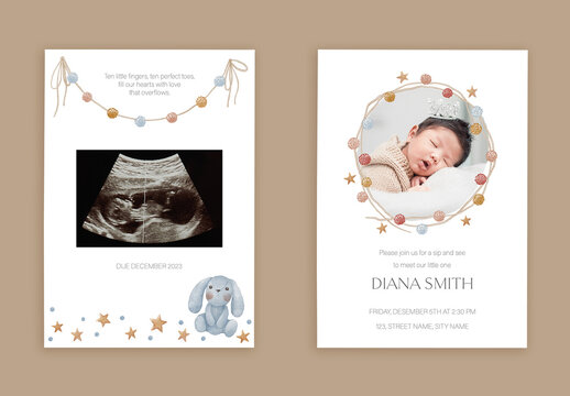 Watercolor Baby Introducing Cards Set
