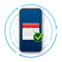Calendar with checkmark or tick. Approved or schedule date. Vector stock illustration. © DG-Studio