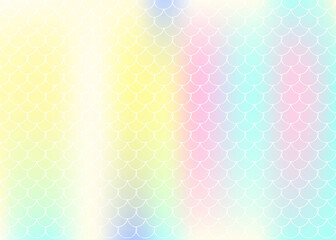 Holographic mermaid background with gradient scales.