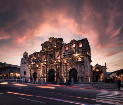 Cajamarca, Peru: Facade of the Cajamarca cathedral church