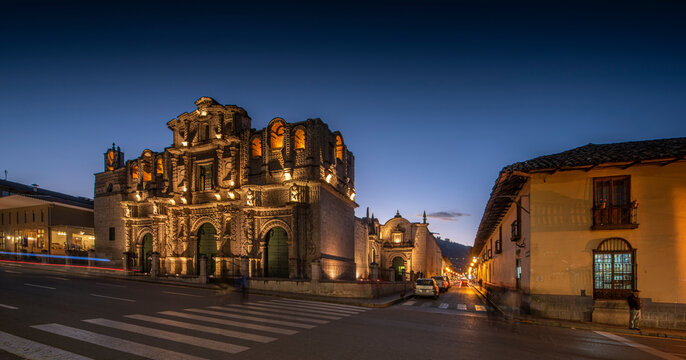 Cajamarca, Peru: Facade of the Cajamarca cathedral church