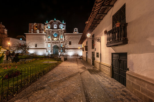 Cajamarca, Peru: Facade of the church of  "La Merced" in the downtown of the city