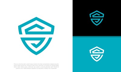 Initials S and SS logo design. Initial Letter Logo. Shield Logo.