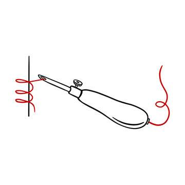 Vector illustration of punch needle. Carpet embroidery tool. hobby, handicraft, handicraft
