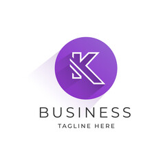 Letter K logo design template with circle shape style