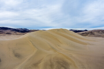 Aerial view of Sand Mountain recreation area located along Highway 50, The Loneliest Road in America, east of Reno Nevada.