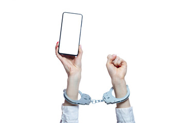 Violation of the law on the Internet, telephone fraud, telephone terrorism. Censorship, restriction of freedom of speech. Copy paste. Isolated on white background.