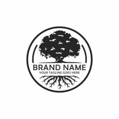 Oak tree logo design vector illustration