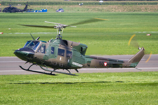 Austrian Air Force Bundesheer transport helicopter Bell 212 in the air