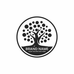Oak tree logo design vector illustration