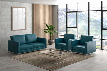 3D Render Office Room decoration . office furniture in office interior  