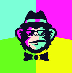 Cool monkey logo design vector