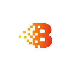 Fototapeta premium Colorful letter B fast pixel dot logo. Pixel art with the letter B. Integrative pixel movement. Creative scattered technology icon. Modern icon creative ports. Vector logo design.