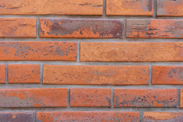 Background of orange red  brick wall texture