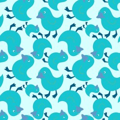Animals seamless yellow ducks pattern for fabrics and textiles and packaging and gifts and cards and linens and kids