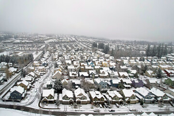 Oregon Suburban Neighborhood Winter Aerial View USA