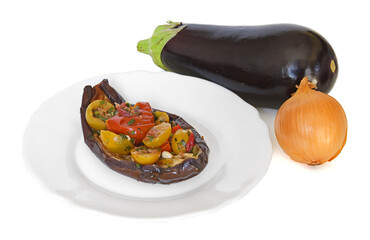 Eggplant baked with Italian tomatoes and pine nuts