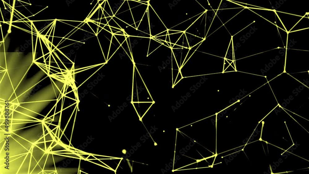 Poster moving molecular chains in computer. motion. 3d lines in plexuses move in computer space. geometric 