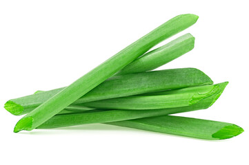 Young green onion isolated on a white background. Fresh green chives.