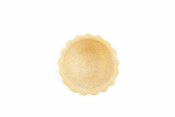 Empty tartlets (tarts, tart shells) isolated on the white background. Top view