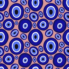 Fototapeta premium Summer seamless magic evil eye pattern for fabrics and packaging and gifts and cards and linens and wrapping paper
