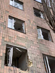 KYIV REGION, UKRAINE 01 April 2022: Irpin, Bucha, Dmitrivka. Atrocities of the russian army in the suburbs of Kyiv. Irpin. Houses of civilians destroyed by russian tanks. russia's war against Ukraine