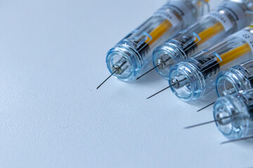 New medical vaccines ready for injection with syringe and vaccine to inject the cure for...