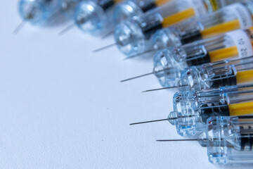 New medical vaccines ready for injection with syringe and vaccine to inject the cure for...