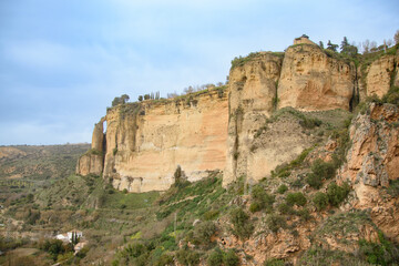 Naklejka na ściany i meble The fabulous cliffs of the Old Town of Ronda in Andalusia, Spain